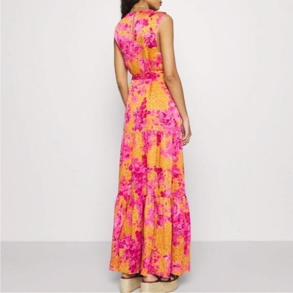 Ted Baker Floral Maxi dress size 1 pink orange tiered - Picture 5 of 13